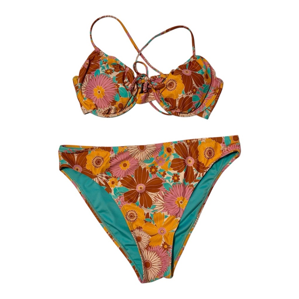 Floral Bikini Top with Strappy Back